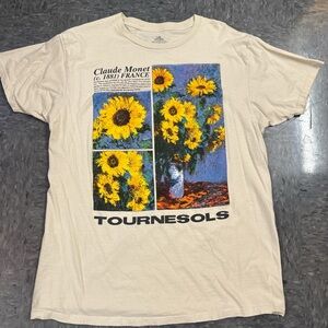 Cream T-Shirt with Sunflower Print
